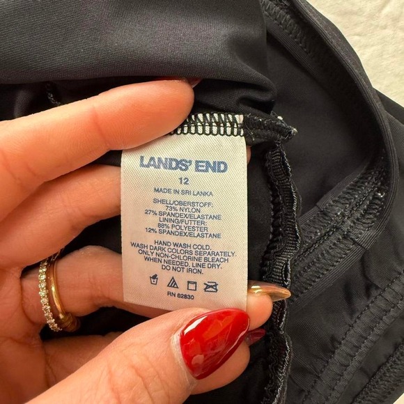 Lands' End Black Square Neck One Piece Swimsuit Sz 12 - Picture 3 of 4